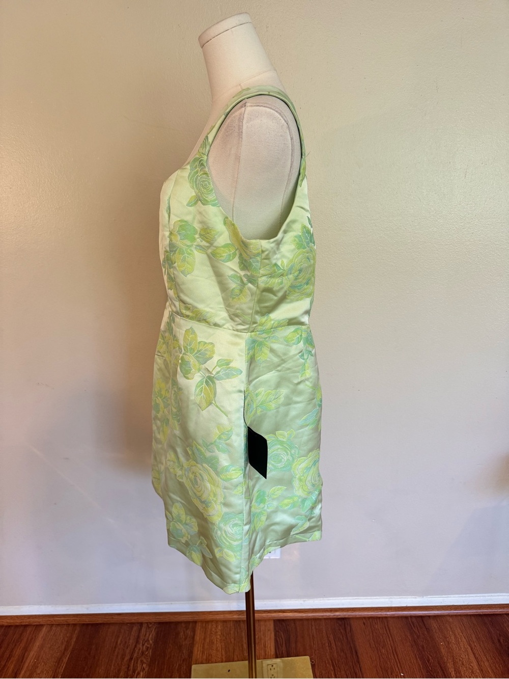 NWT Lulu's Light Green Floral Jacquard Mini Dress - Picture 6 of 11